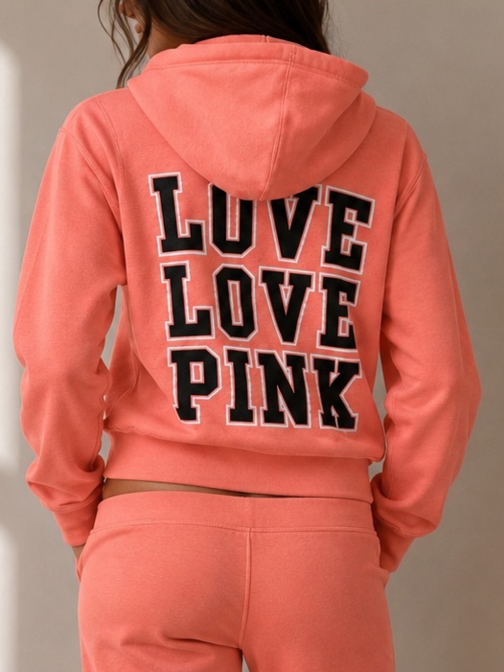 Y2K Vintage Orange Love Pink Zip Up Hoodie